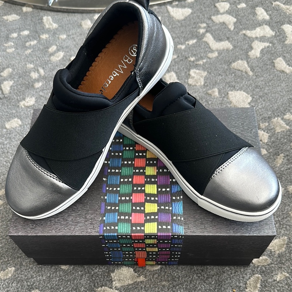 Brand New Black and Silver Slip-On Sneakers - Bernie Mev